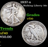 1937-s Walking Liberty Half Dollar 50c Grades vf++