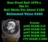 Full Roll Silver Bi-Centennial Gem Proof 1976-s Silver Eisenhower 'Ike' Dollars. 20 Coins total.