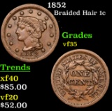 1852 Braided Hair Large Cent 1c Grades vf++