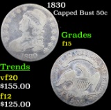 1830 Capped Bust Half Dollar 50c Grades f+