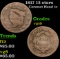 1817 13 stars Coronet Head Large Cent 1c Grades vg+