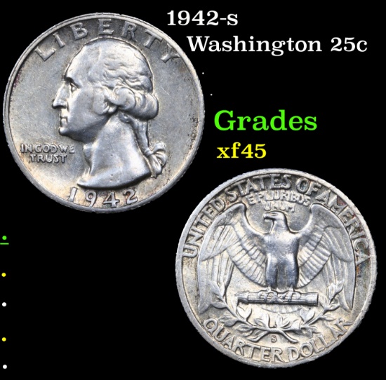 1942-s Washington Quarter Mint Error 25c Grades xf+