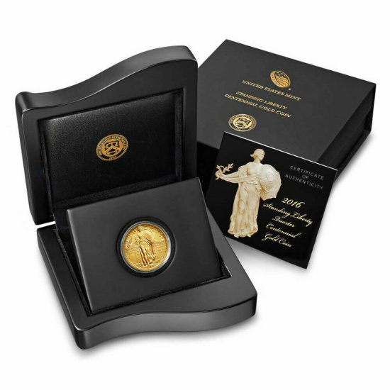 2016 Standing Liberty Quarter Centennial Gold Coin, US Mint Set w/ Box & Certificate