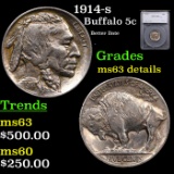 1914-s Buffalo Nickel 5c Graded ms63 details By SEGS