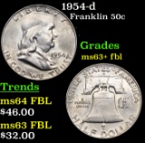 1954-d Franklin Half Dollar 50c Grades Select Unc+ FBL