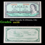 1954 Canada $1 (Ottawa, CA) Grades Choice AU/BU Slider