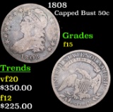 1808 Capped Bust Half Dollar 50c Grades f+