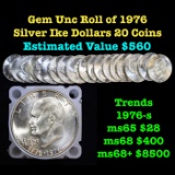 Full Roll Bi-Centennial Gem 1976-s Silver Eisenhower 'Ike' Dollars. 20 Coins total.