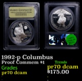 Proof 1992-p Columbus Modern Commem Dollar $1 Graded GEM++ Proof Deep Cameo BY USCG