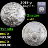 2018-p Silver Eagle Dollar $1 Graded ms70 By SEGS
