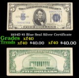 1934D $5 Blue Seal Silver Certificate Grades xf