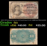 1870's US Fractional Currency 10¢ Fourth Issue Fr-1257 40MM Seal Watermarked Grades f+