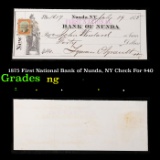 1875 First National Bank of Nunda, NY Check For $40 Grades NG