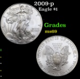 2009-p Silver Eagle Dollar $1 Grades ms69