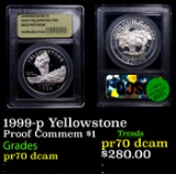Proof 1999-p Yellowstone Modern Commem Dollar $1 Graded GEM++ Proof Deep Cameo BY USCG