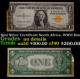 1935A $1 Yellow Seal Silver Certificate North Africa, WWII Emergency Currency Grades AU Details