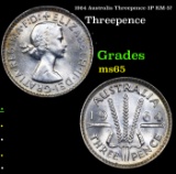 1964 Australia Threepence 3P KM-57 Grades GEM Unc