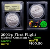 2003-p First Flight Modern Commem Dollar $1 Graded ms70, Perfection BY USCG