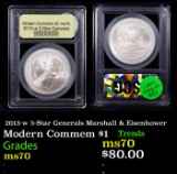 2013-w 5-Star Generals Marshall & Eisenhower Modern Commem Dollar $1 Graded ms70, Perfection BY USCG