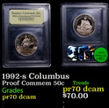 Proof 1992-s Columbus Modern Commem Half Dollar 50c Graded GEM++ Proof Deep Cameo BY USCG