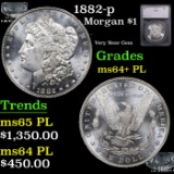 1882-p Morgan Dollar $1 Graded ms64+ PL By SEGS