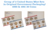 Group of 2 United States Mint Set in Original Government Packaging! From 1980-1981 with 26 Coins Ins
