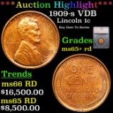 ***Auction Highlight*** 1909-s VDB Lincoln Cent 1c Grades ms65+ rd By SEGS (fc)