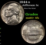 1944-s Jefferson Nickel 5c Grades GEM+ 5fs