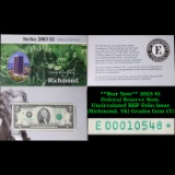 **Star Note** 2003 $2 Federal Reserve Note, Uncirculated BEP Folio Issue (Richmond, VA) Grades Gem C