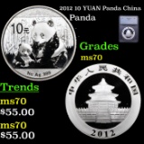2012 10 YUAN Panda China Graded ms70 By SEGS