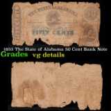 1853 The State of Alabama 50 Cent Bank Note Grades vg details