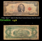 **Star Note** 1963 $2 Red Seal United States Note Fr-1513* Grades vg, very good