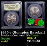 1995-s Olympics Baseball Modern Commem Half Dollar 50c Graded ms70, Perfection BY USCG