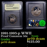 Proof 1991-1995-p WWII Modern Commem Half Dollar 50c Graded GEM++ Proof Deep Cameo BY USCG