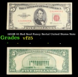 1953B $5 Red Seal Fancy Serial United States Note Grades vf+
