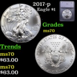 2017-p Silver Eagle Dollar $1 Graded ms70 By SEGS