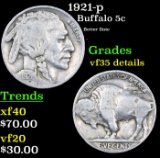 1921-p Buffalo Nickel 5c Grades VF Details