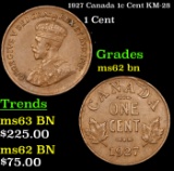 1927 Canada 1c Cent KM-28 Grades Select Unc BN