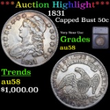 ***Auction Highlight*** 1831 Capped Bust Half Dollar 50c Graded au58 By SEGS (fc)