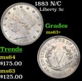 1883 N/C Liberty Nickel 5c Grades Select+ Unc