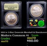 2013-w 5-Star Generals Marshall & Eisenhower Modern Commem Dollar $1 Graded ms70, Perfection BY USCG