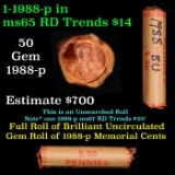 1988-p Lincoln 1c roll, Mix Date 50 pcs Wrapper.