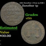 1882 Zanzibar 1 Pysa 1p KM-1 Grades vf++