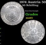 1974 Austria 50 Schilling KM-2919 Grades GEM Unc