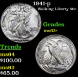 1941-p Walking Liberty Half Dollar 50c Grades Select+ Unc