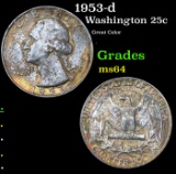 1953-d Washington Quarter 25c Grades Choice Unc