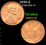 1936-d Lincoln Cent 1c Grades Choice Unc RD