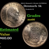 1964-h Denmark 5 Kroner 5k KM-854 Grades GEM+ Unc