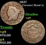 1827 Coronet Head Large Cent 1c Grades vg, very good