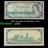 1967 Canada $1 (Ottawa, CA) Grades xf+